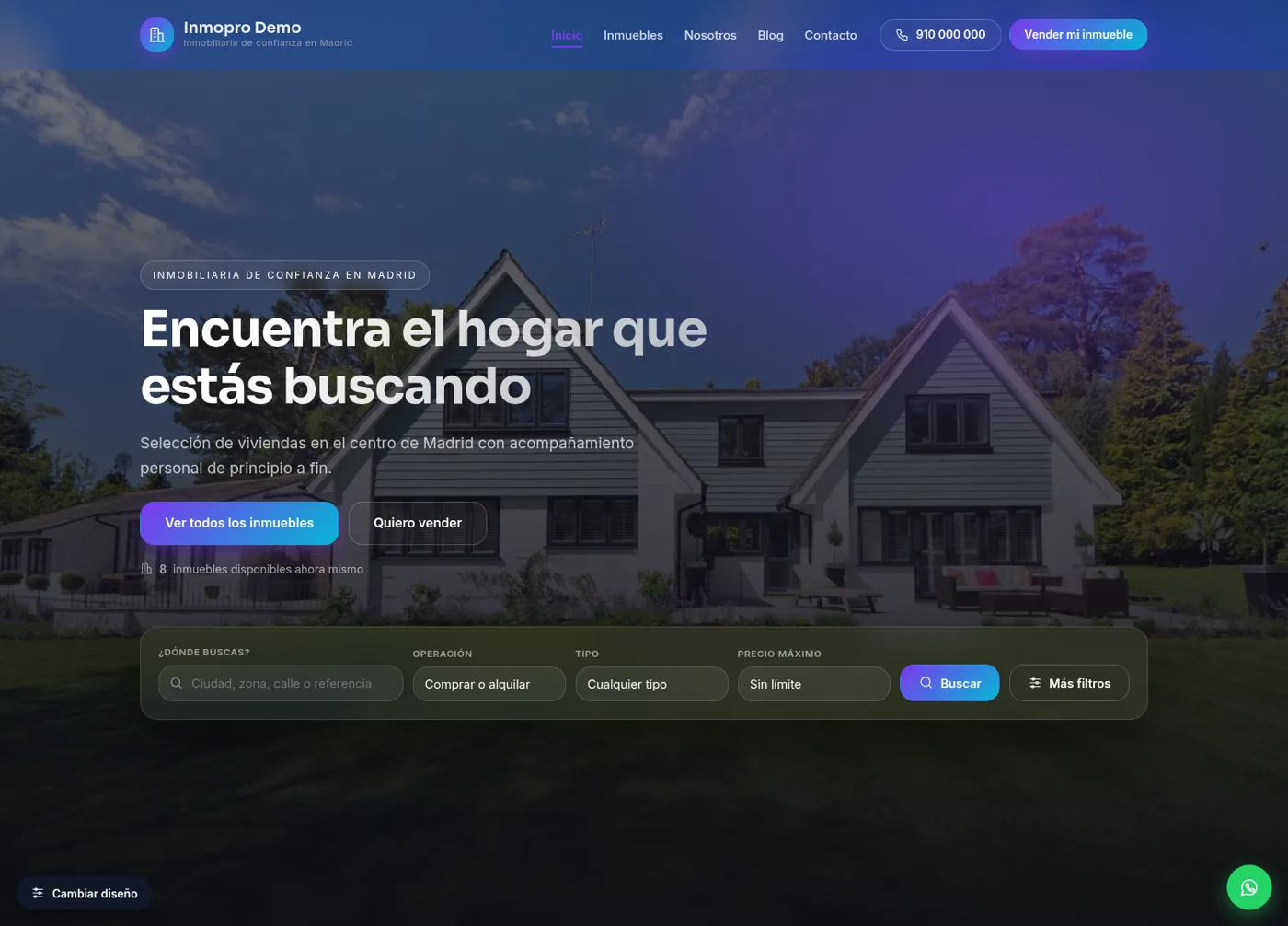 Site d'agence immobilière réalisé avec le plugin WordPress d'InmoProCRM